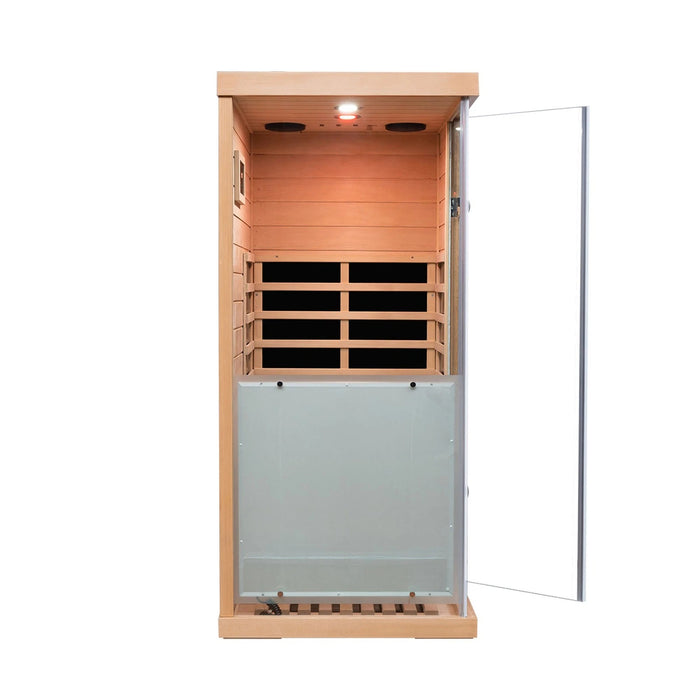 Mini Far Infrared Hemlock Sauna with Red Light Therapy and Bluetooth 1350W