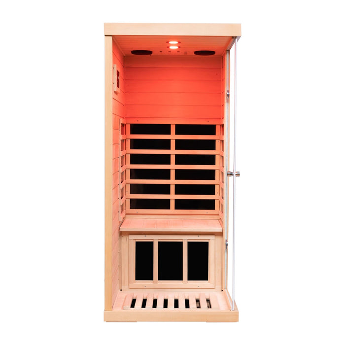 Mini Far Infrared Hemlock Sauna with Red Light Therapy and Bluetooth 1350W