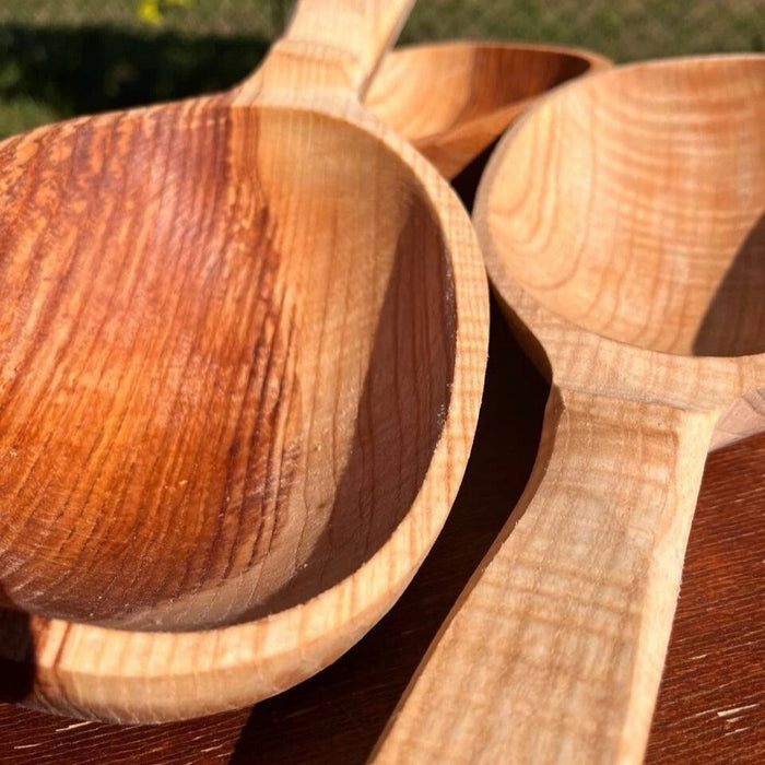 Handcrafted Cherry Wood Sauna Ladle and Bath Scoop