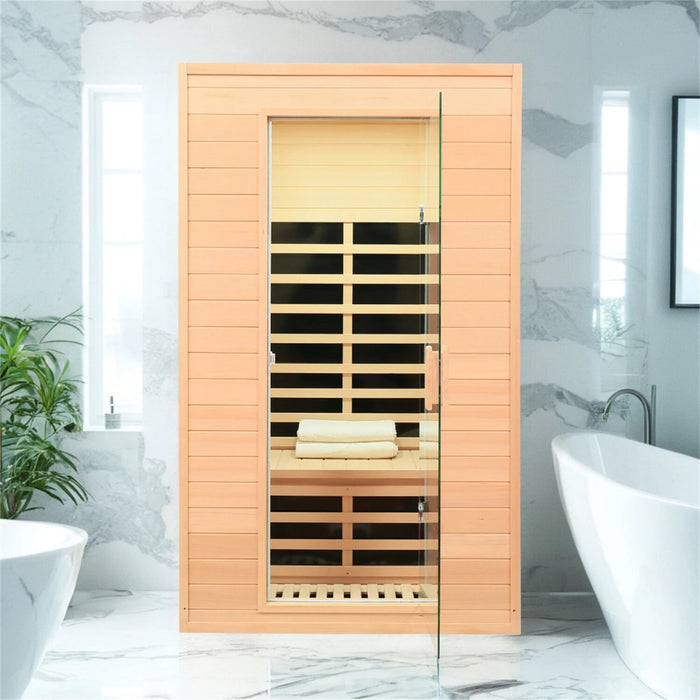 Indoor Far Infrared Hemlock Wood Sauna for Two People 1500W