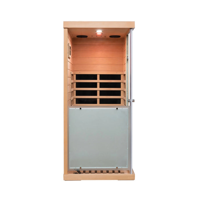 Mini Far Infrared Hemlock Sauna with Red Light Therapy and Bluetooth 1350W