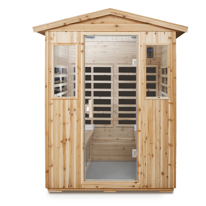 Outdoor Four Person Far Infrared Sauna in Natural Old Fir Wood 2050W