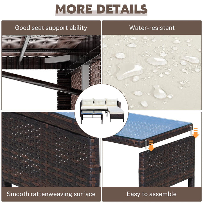 3 Piece Outdoor Patio Furniture Set, All Weather Wicker Conversation Set with Chaise Lounge