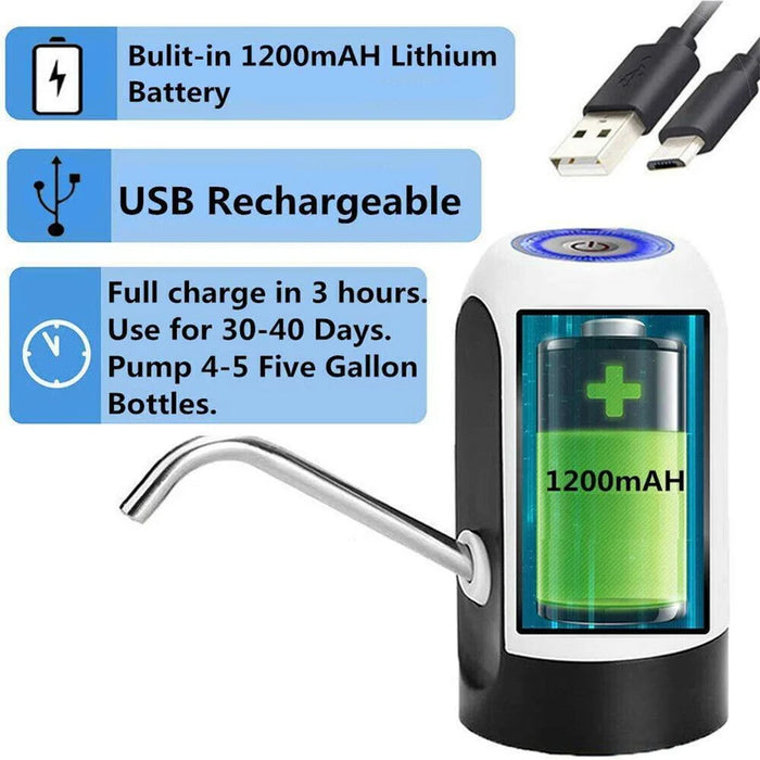 Automatic Water Dispenser for Bottled Water, USB Rechargeable Touch Control - SJ Backyard