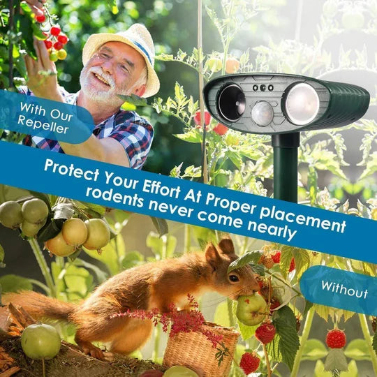Ultrasonic Chipmunk Repeller Solar Powered Outdoor Pest Deterrent - SJ Backyard