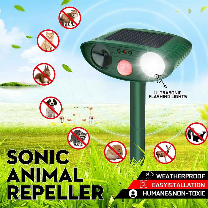 Ultrasonic Deer Repeller (Pack of 4) – Solar Powered Motion Sensor Animal Deterrent for Garden, Yard & Farm | Get Rid of Deer in 48 Hours - SJ Backyard