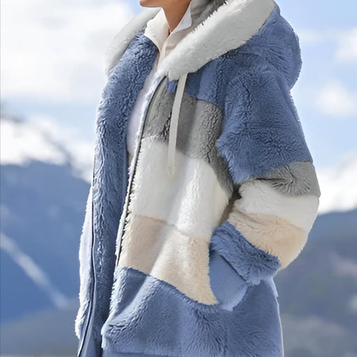 Women Contrasting Lamb Wool Padded Coat - SJ Backyard