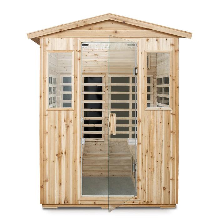 Outdoor Four Person Far Infrared Sauna in Natural Old Fir Wood 2050W