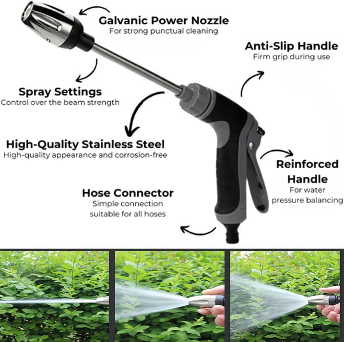 Garden High Pressure Washer Gun with 360° Rotating Hose for Cars Patios and Outdoor Surfaces