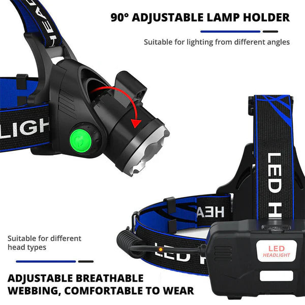 Rechargeable LED Headlamp Zoomable Beam Tactical Headlight - SJ Backyard