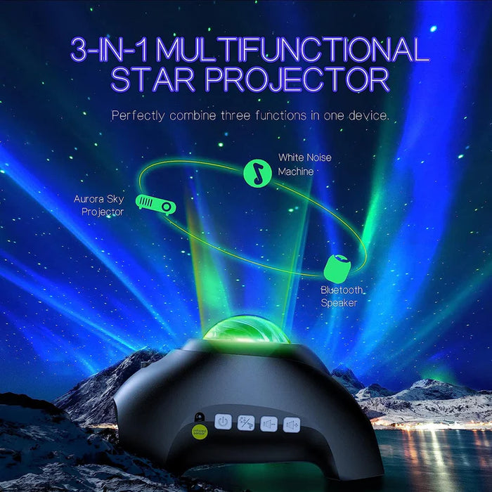 Aurora Northern Lights Projector – Bluetooth Star Galaxy Light, Music Sync, White Noise & Remote Control - SJ Backyard