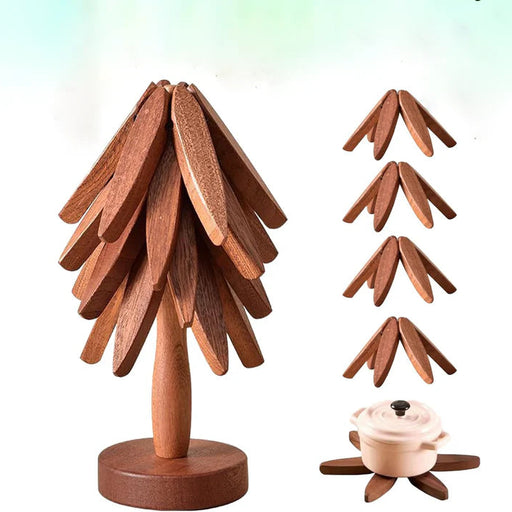 Expandable Wooden Tree Trivet for Hot Dishes - SJ Backyard