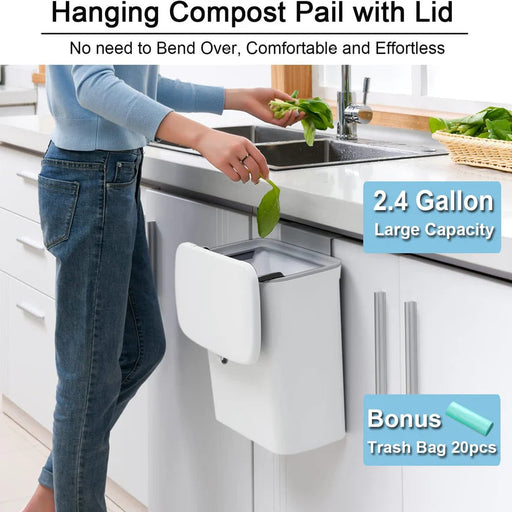 2.4 Gallon Kitchen Compost Bin for Countertop or Under Sink - SJ Backyard