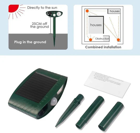 Ultrasonic Chipmunk Repeller Solar Powered Outdoor Pest Deterrent - SJ Backyard