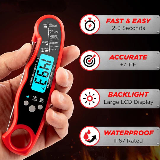 Instant Read Digital Meat Thermometer for Cooking and Grilling - SJ Backyard