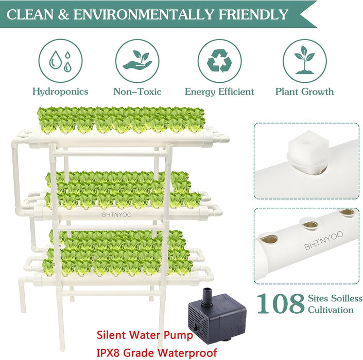 3 Layer Hydroponic Growing System Kit 108 Site Soilless Vertical Garden