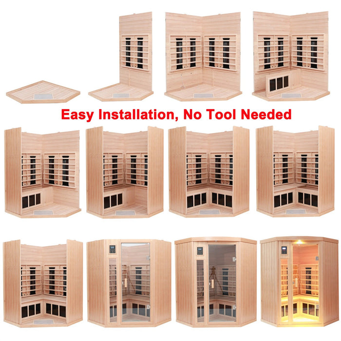 Indoor Infrared Sauna with Hemlock Wood for Home Spa and Detox