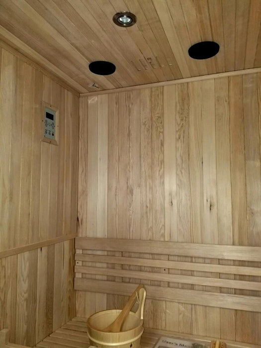 Canadian Hemlock Indoor Sauna for 1 to 2 People, Traditional Wet and Dry Use, Up to 200°F