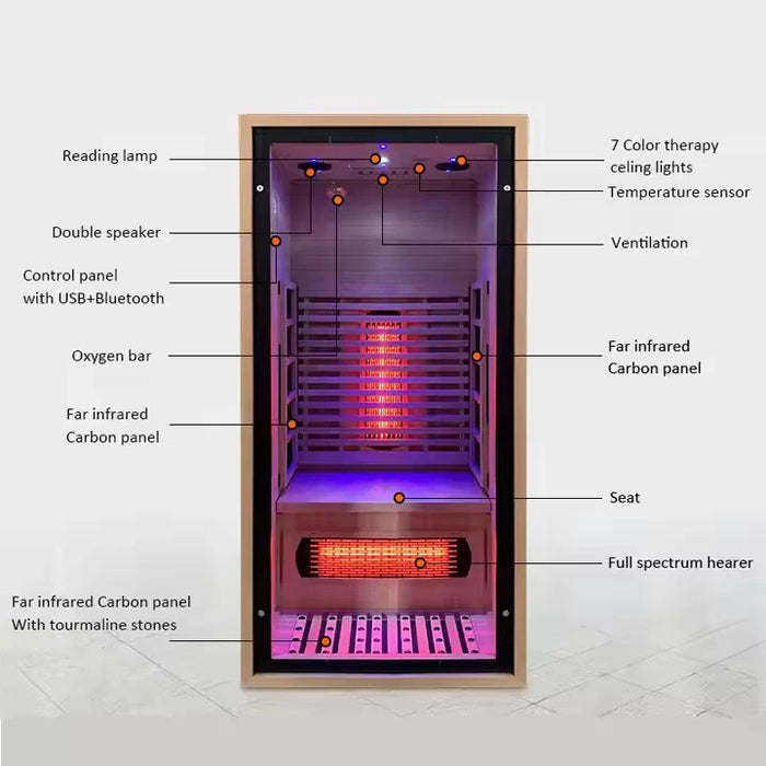 1 to 2 Person Indoor Infrared Wooden Sauna