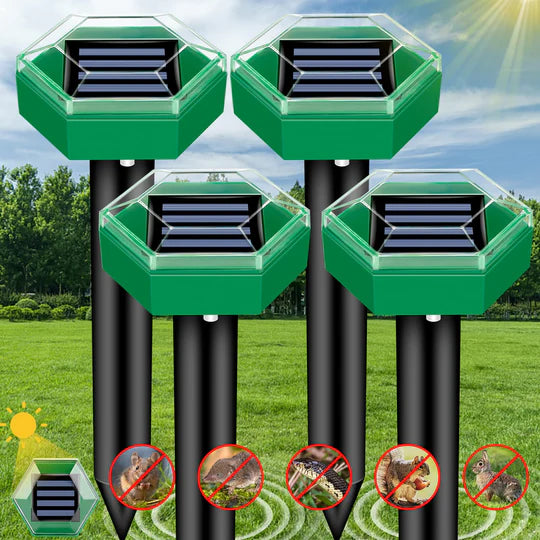 Solar Powered Ultrasonic Mole and Rodent Repeller 4 Pack