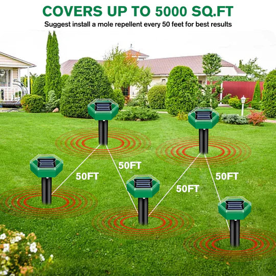 Solar Powered Ultrasonic Mole and Rodent Repeller 4 Pack
