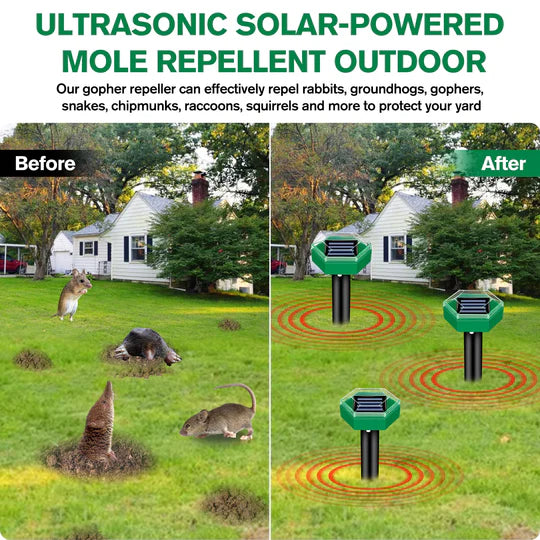 Solar Powered Ultrasonic Mole and Rodent Repeller 4 Pack