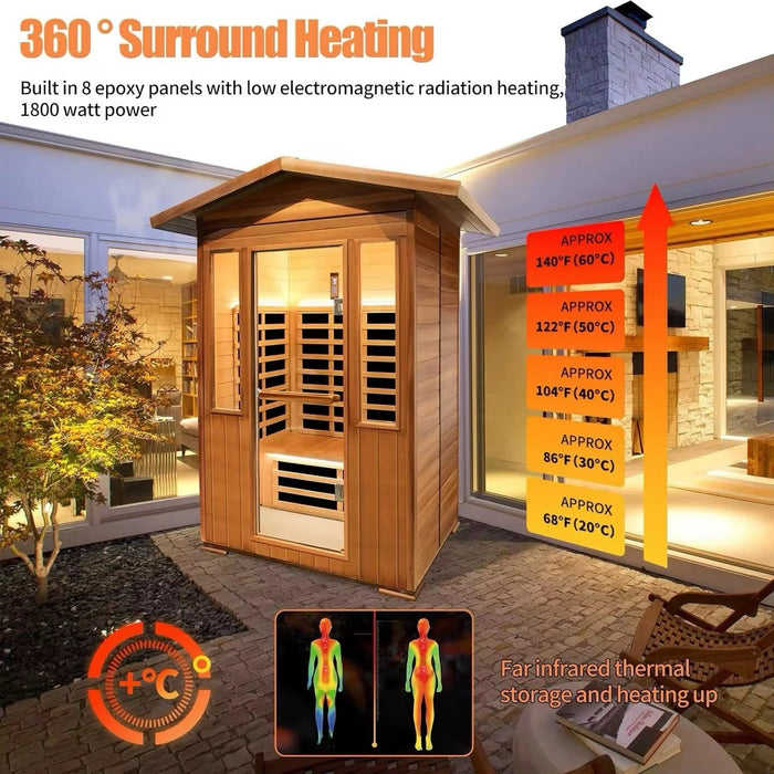 Indoor Infrared Hemlock Wood Sauna for Two Person