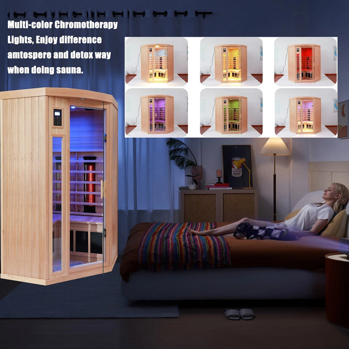 Indoor Infrared Sauna with Hemlock Wood for Home Spa and Detox