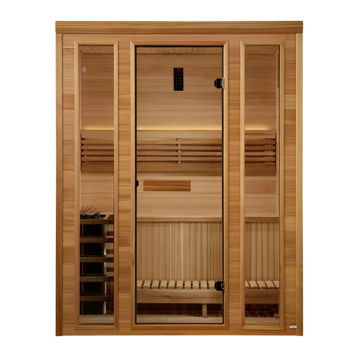 Golden Designs 2025 "Andermatt Edition" 3 Person Traditional Steam Sauna (GDI-7030-01) - Pacific Premium Clear Cedar