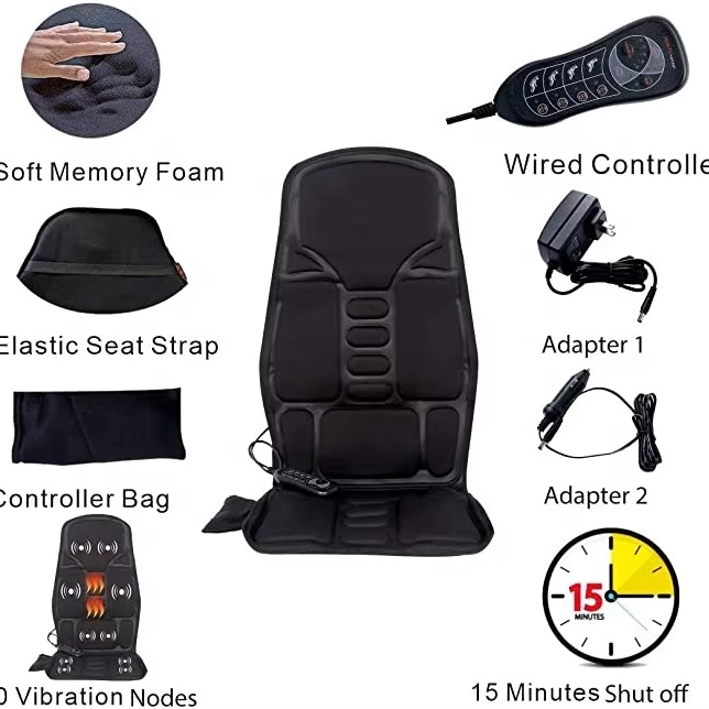 8 Mode Heated Massage Chair Pad for Car & Home – Full Back and Neck Cushion - SJ Backyard