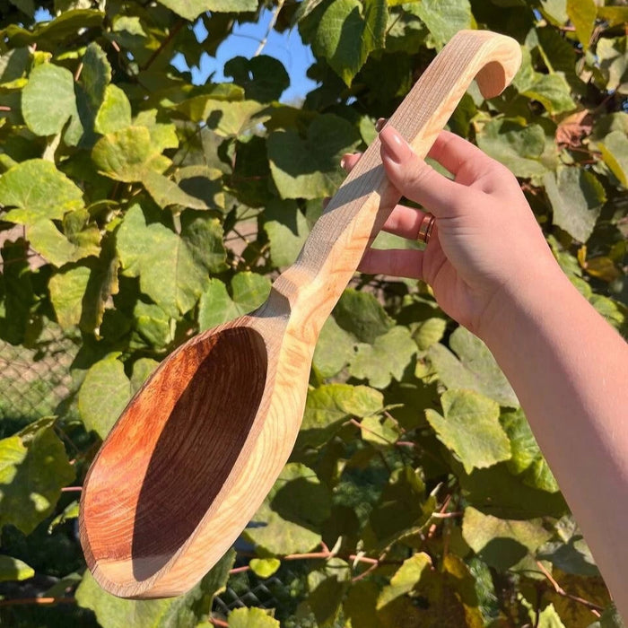 Handcrafted Cherry Wood Sauna Ladle and Bath Scoop