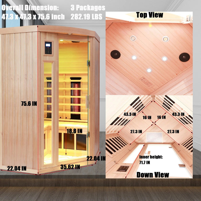Indoor Infrared Sauna with Hemlock Wood for Home Spa and Detox