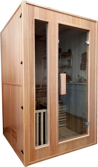 Canadian Hemlock Indoor Sauna for 1 to 2 People, Traditional Wet and Dry Use, Up to 200°F