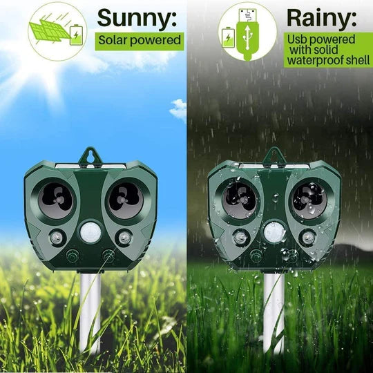 Solar Ultrasonic Animal Repeller for Gardens