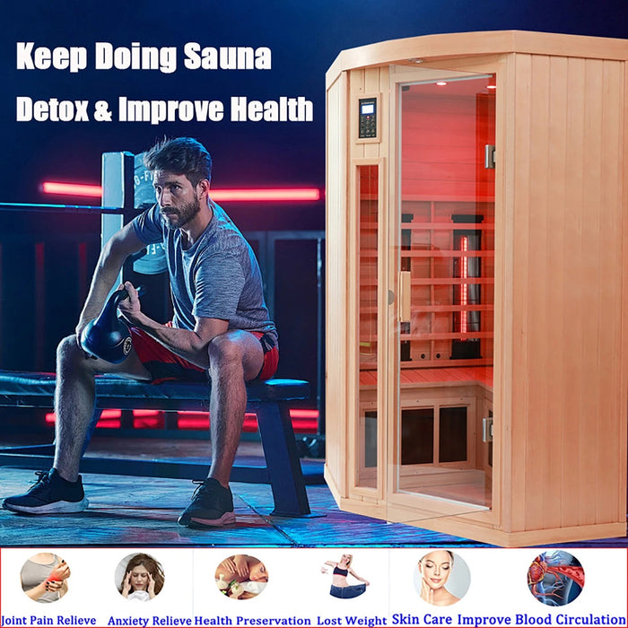 Indoor Infrared Sauna with Hemlock Wood for Home Spa and Detox