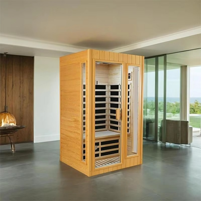 Luxury Two Person Far Infrared Indoor Sauna with Modern Embedded Roof