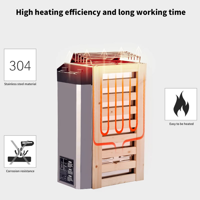 3.6KW Stainless Steel Sauna Heater with Internal Controls for Home Sauna Rooms