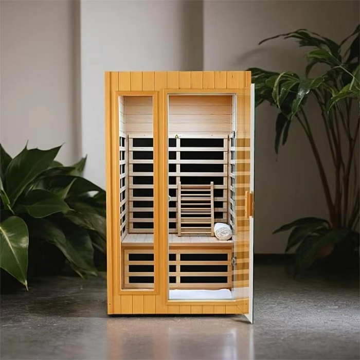 Luxury Two Person Far Infrared Indoor Sauna with Modern Embedded Roof