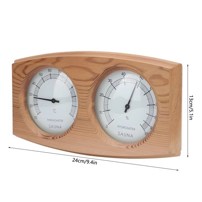 2-in-1 Cedar Wood Thermo-Hygrometer for Sauna or Steam Room