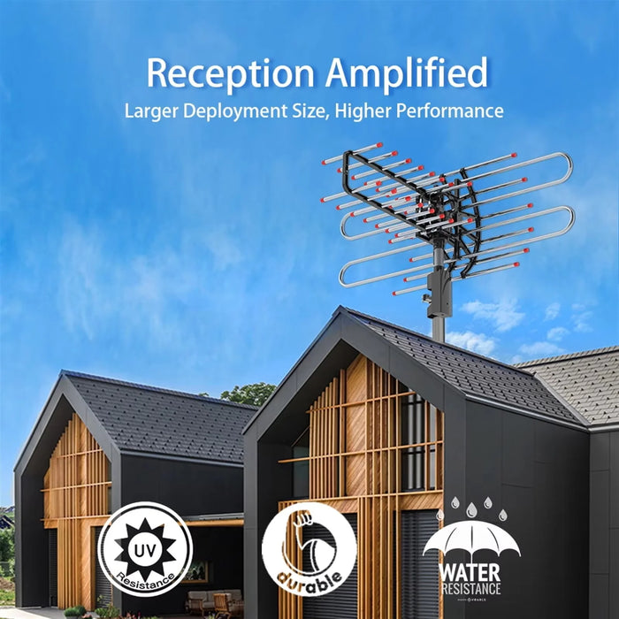 360 Degree Rotating Dual Frequency Outdoor TV Antenna with Dual Outputs