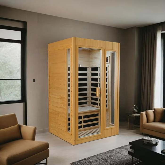 Luxury Two Person Far Infrared Indoor Sauna with Modern Embedded Roof