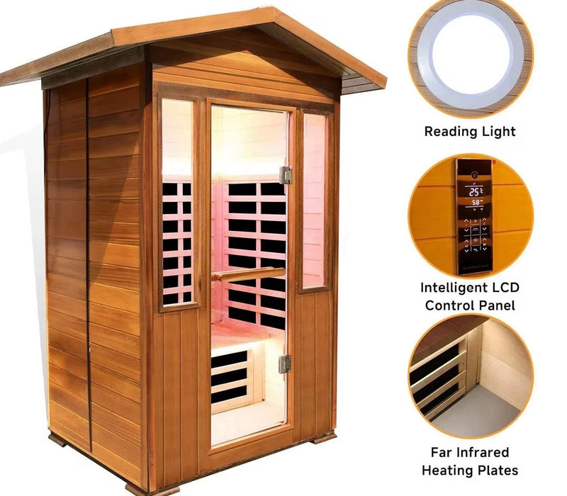 Indoor Infrared Hemlock Wood Sauna for Two Person