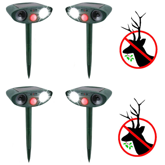Ultrasonic Deer Repeller - Pack Of 4 Solar Powered - Get Rid of Deer in 48 Hours - SJ Backyard