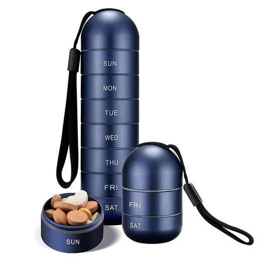 Aluminum 7 Days Portable Pill Organizer for Travel – Waterproof Pill Box & Pill Container - SJ Backyard