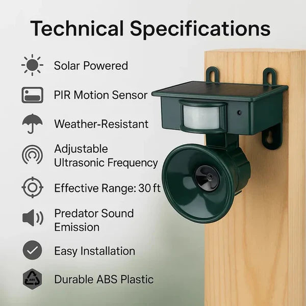 Smart Motion Sensor Bird Repeller for Gardens and Farms