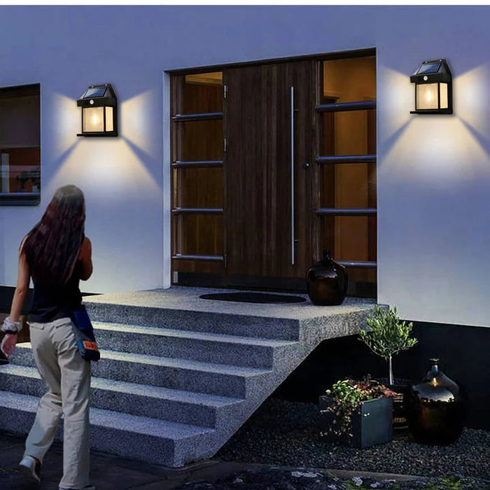 2-Set Solar Wall Lamp Outdoor - Motion Sensor Waterproof LED Light