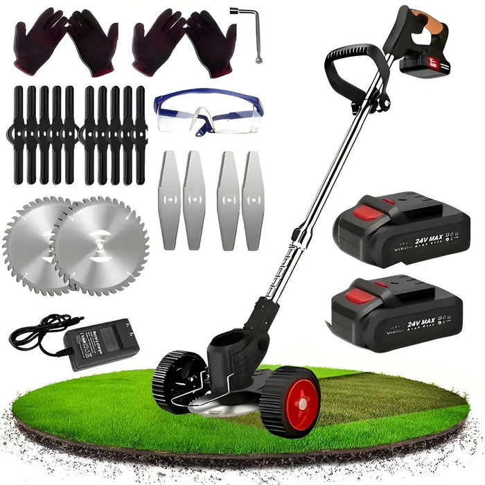 Cordless Electric Grass Trimmer 21V – Lightweight Weed Cutter with 3 Blades & Dual Battery Set