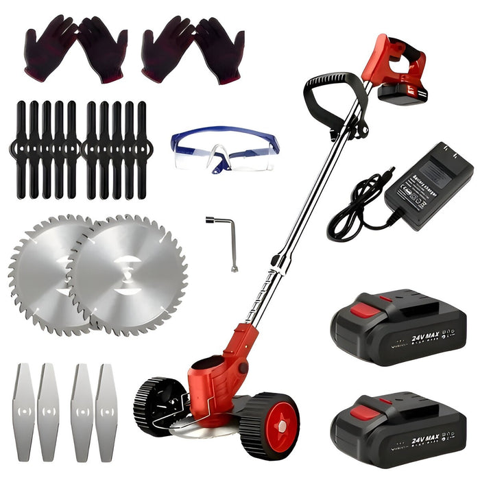 Cordless Electric Grass Trimmer 21V – Lightweight Weed Cutter with 3 Blades & Dual Battery Set