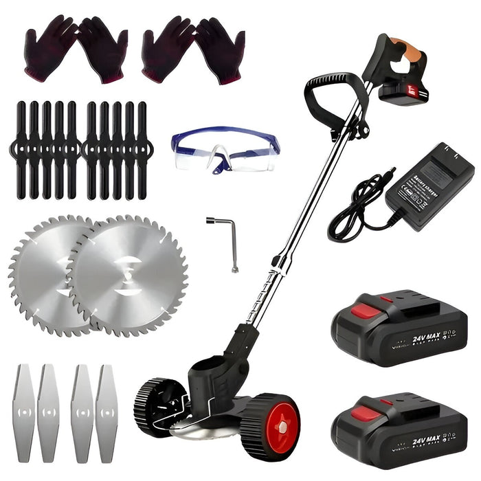 Cordless Electric Grass Trimmer 21V – Lightweight Weed Cutter with 3 Blades & Dual Battery Set