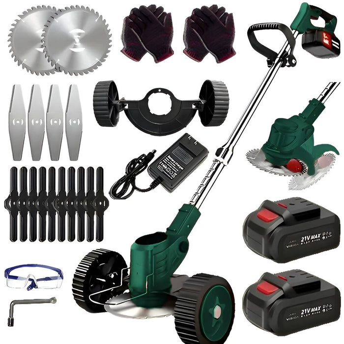 Cordless Electric Grass Trimmer 21V – Lightweight Weed Cutter with 3 Blades & Dual Battery Set